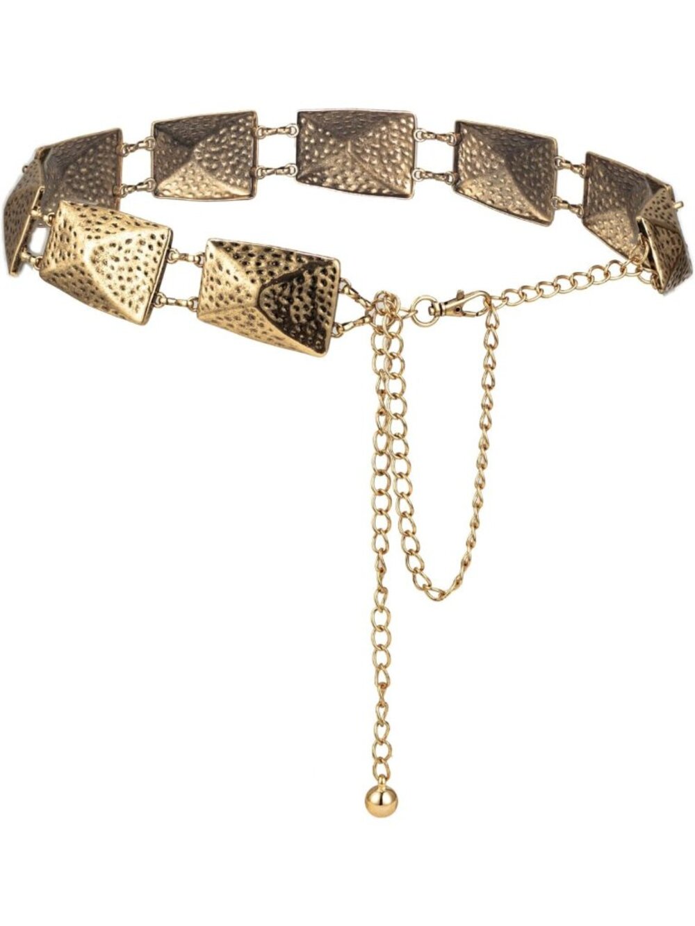 Retro Gold Metal Waist Chain with Turquoise Stone - Women's Punk Western Belt